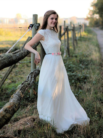 Cap Sleeves Top Lace Wedding Dresses, A-line 2020 Wedding Dresses