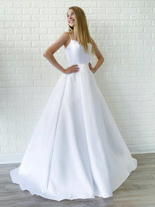 White Color Simple Long Prom Dresses, A-line Cheap Prom Dresses, New Prom Dresses