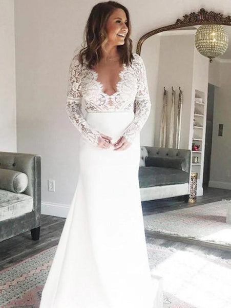 Long Sleeves Lace Wedding Dresses, Popular Bridal Gowns, 2020 Wedding Dresses