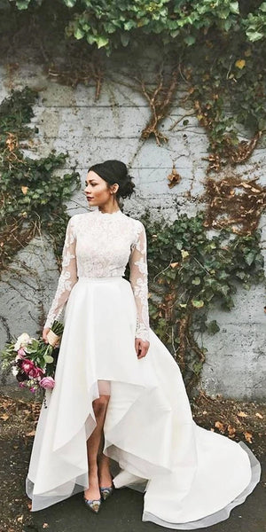 Long Sleeves Lace Wedding Dresses, Popular A-line Wedding Dresses, 2020 Wedding Dresses