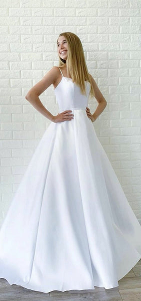 White Color Simple Long Prom Dresses, A-line Cheap Prom Dresses, New Prom Dresses
