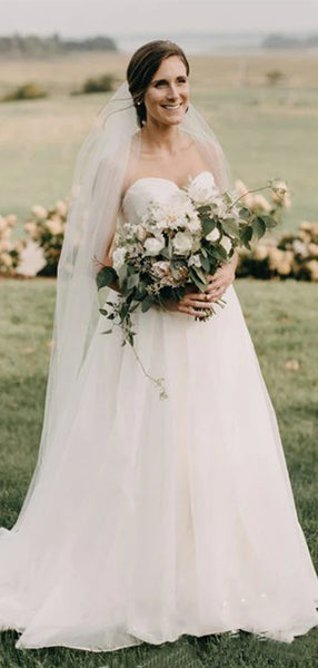 Sweetheart A-line Wedding Dresses, Newest 2020 Strapless Wedding Dresses