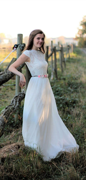 Cap Sleeves Top Lace Wedding Dresses, A-line 2020 Wedding Dresses