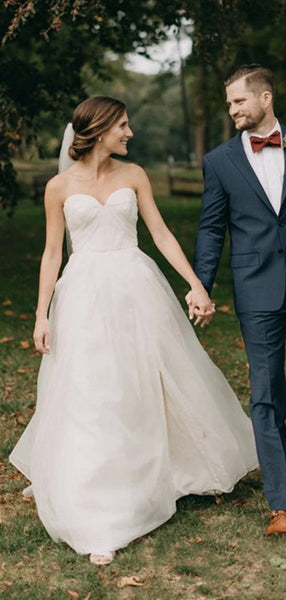 Sweetheart A-line Wedding Dresses, Newest 2020 Strapless Wedding Dresses