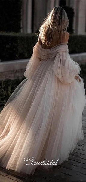 Elegant Long A-line Wedding Dresses, Fancy Wedding Dresses, 2020 Bridal Gowns