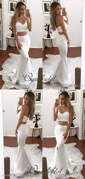 2 pieces Evening Party Prom Dresses, Mermaid Slit Sexy Prom Dresses