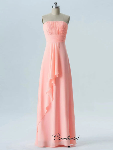 Strapless Bridesmaid Dresses, Chiffon Wedding Bridesmaid Dresses