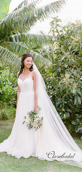 Design A-line Tulle Wedding Dresses, Elegant Lace Wedding Dresses, Bridal Dresses