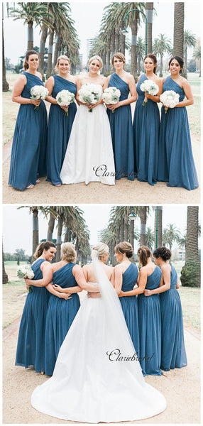 One Shoulder A-line Bridesmaid Dresses, Trendy Wedding Bridesmaid Dresses