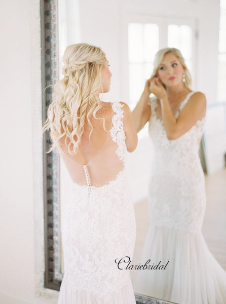 Mermaid Design Lace Wedding Dresses, Outdoor Wedding Dresses, Bridal Gowns