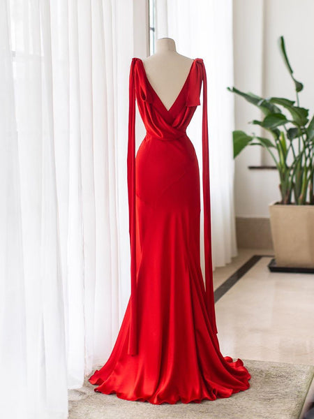 Red Shemmering Long Prom Dresses, Elegant prom Dresses, Formal Dresses