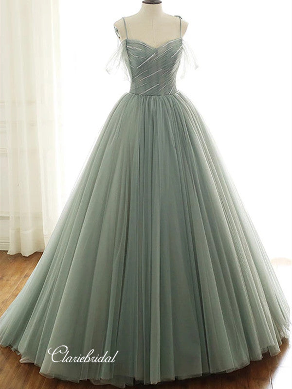Elegant A-line Wedding Dresses, Simple Tulle Fancy Wedding Dresses