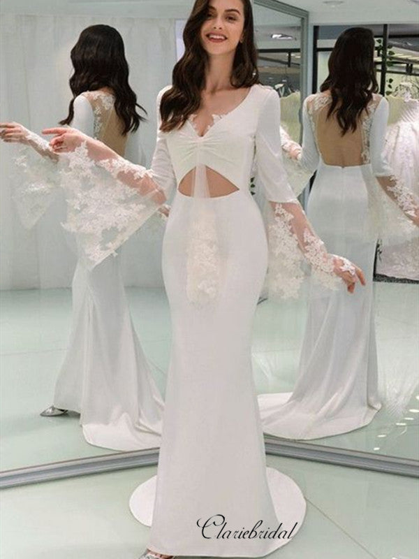 Fashion Mermaid 2020 Wedding Dresses, V-neck Popular Lace Wedding Dresses