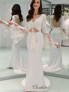 Fashion Mermaid 2020 Wedding Dresses, V-neck Popular Lace Wedding Dresses