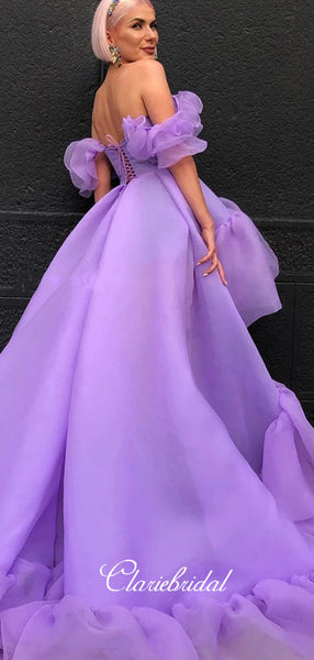 Off Shoulder High Low Prom Dresses, Fashion Prom Dresses, Graduation Prom Dresses