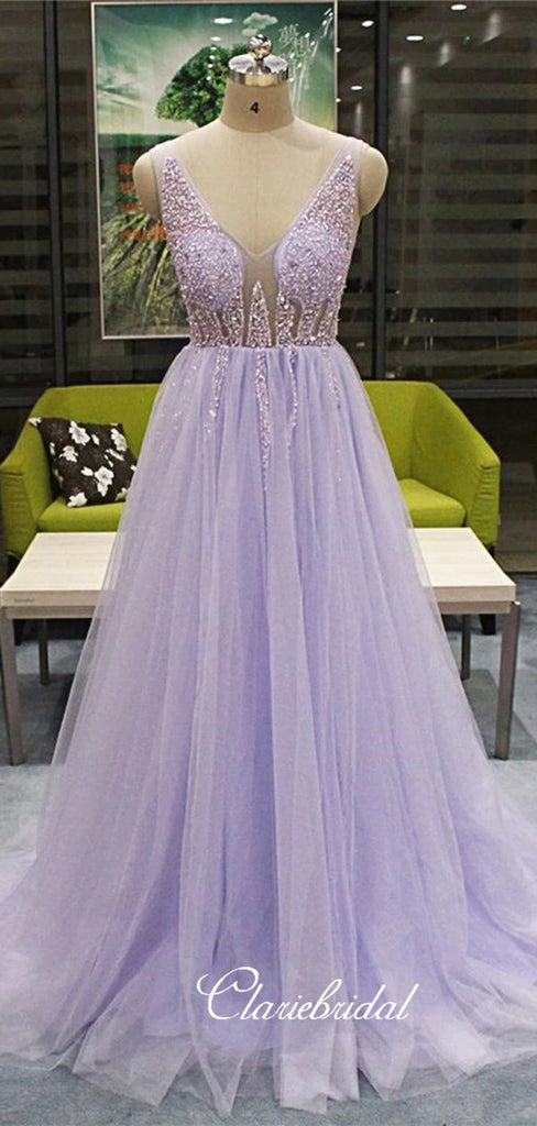 Elegant A-line Beaded Long Prom Dresses, Newest 2020 Prom Dresses, Pro ClaireBridal Elegant A-line Beaded Long Prom Dresses, Newest 2020 Prom Dresses, Pro ClaireBridal