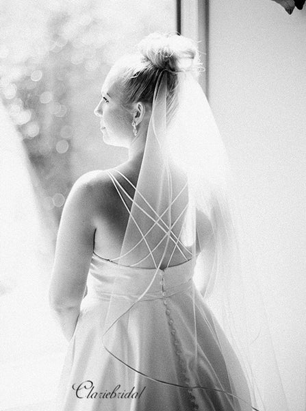 Satin Simple Design Wedding Dresses, A-line Bridal Gowns, Popular Wedding Dresses