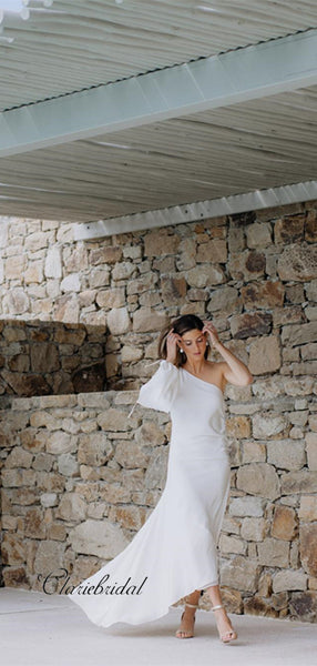 One Shoulder Wedding Dresses, Unique Design Slit Wedding Dresses, Bridal Gowns 2019