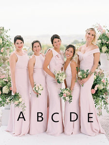 Mix Designs Pink Bridesmaid Dresses, Fashion Mismatched Bridesmaid Dresses