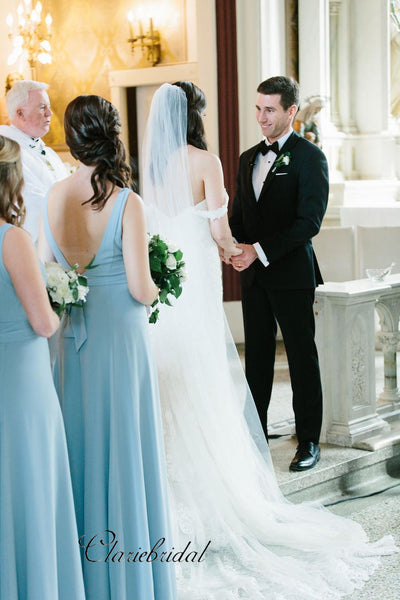 Light Blue Bridesmaid Dresses, Simple Fashion Bridesmaid Dresses