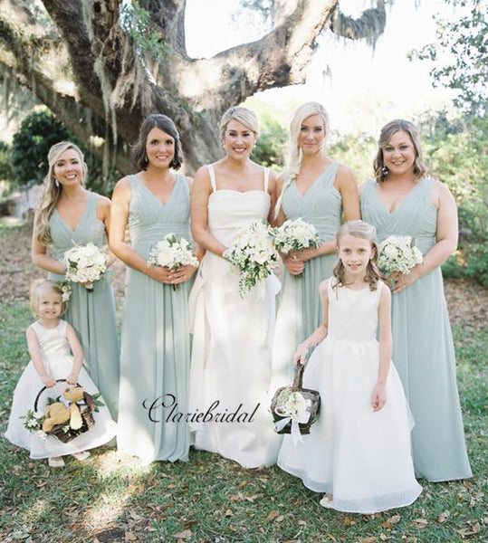 V-neck Chiffon Bridesmaid Dresses, Popular A-line Bridesmaid Dresses