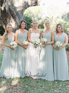 V-neck Chiffon Bridesmaid Dresses, Popular A-line Bridesmaid Dresses