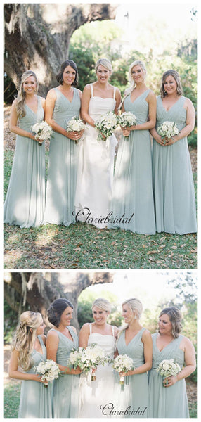 V-neck Chiffon Bridesmaid Dresses, Popular A-line Bridesmaid Dresses