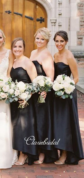 Strapless Black Bridesmaid Dresses, Sweetheart Wedding Guest Dresses