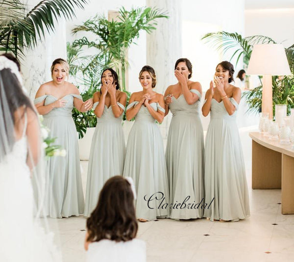 Newest Off The Shoulder Bridesmaid Dresses, A-line Chiffon Bridesmaid Dresses