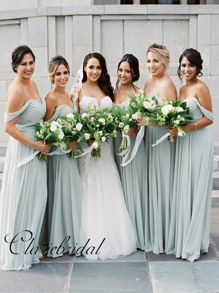 Newest Off The Shoulder Bridesmaid Dresses, A-line Chiffon Bridesmaid Dresses