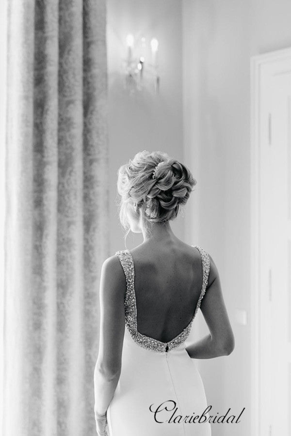 Open Back Beaded Wedding Dresses, Popular Simple Wedding Dresses ClaireBridal Open Back Beaded Wedding Dresses, Popular Simple Wedding Dresses ClaireBridal