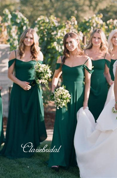 Off The Shoulder Bridesmaid Dresses, Green Fashion Bridesmaid Dresses