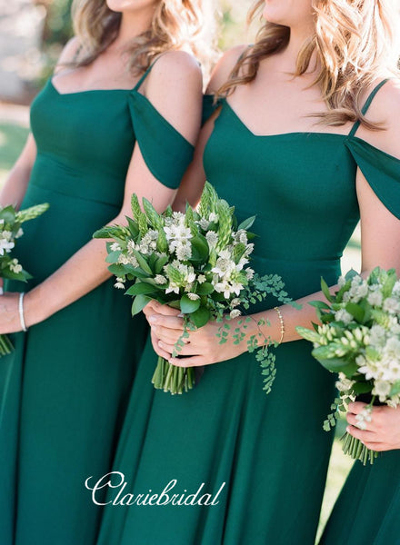 Off The Shoulder Bridesmaid Dresses, Green Fashion Bridesmaid Dresses