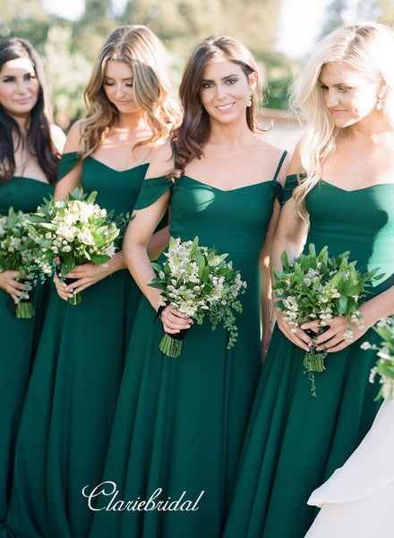 Off The Shoulder Bridesmaid Dresses, Green Fashion Bridesmaid Dresses