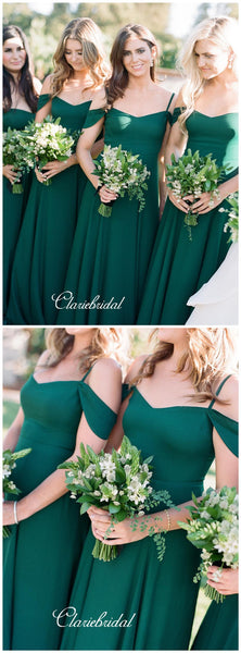 Off The Shoulder Bridesmaid Dresses, Green Fashion Bridesmaid Dresses