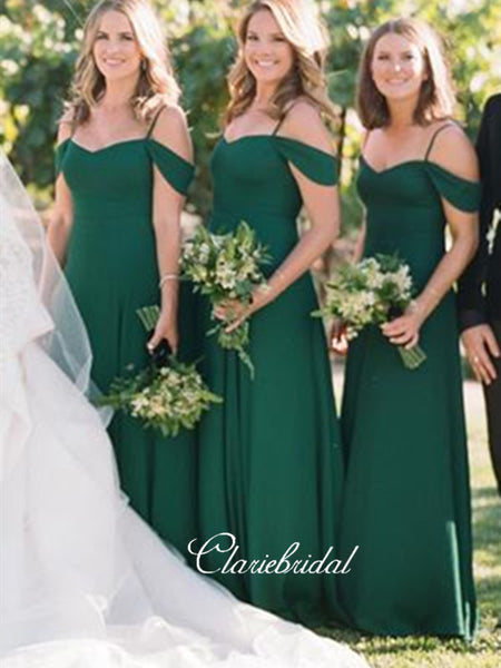 Off The Shoulder Bridesmaid Dresses, Green Fashion Bridesmaid Dresses