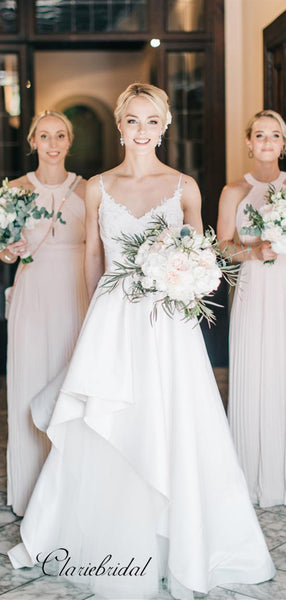 Graceful Straps Lace Wedding Dresses, Popular A-line Wedding Dresses