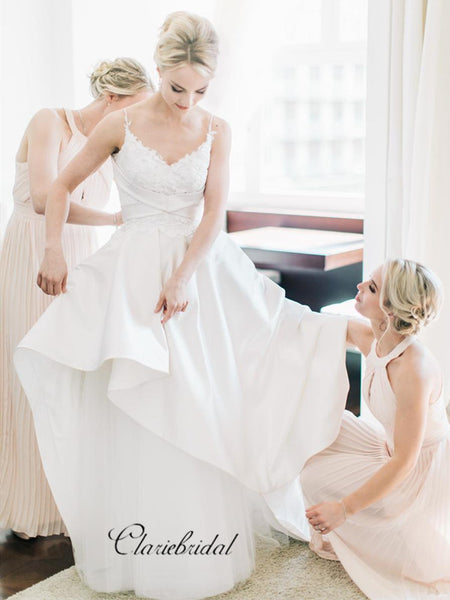 Graceful Straps Lace Wedding Dresses, Popular A-line Wedding Dresses