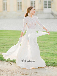 Long Sleeves Elegant Lace Wedding Dresses, Graceful Lace Bridal Gowns