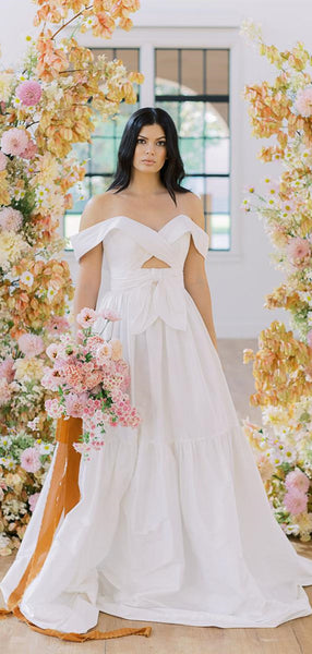 Off Shoulder A-line Wedding Dresses, Simple Wedding Dresses, 2021 Bridal Gowns