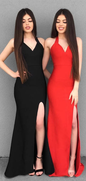 Simple Halter Long Prom Dresses, 2020 Mermaid Long Prom Dresses