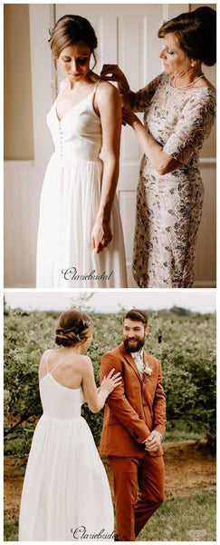 Simple Wedding Dresses, Cheap Wedding Dresses, Spaghetti Straps Wedding Dresses