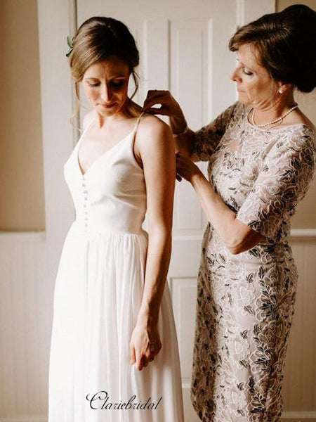 Simple Wedding Dresses, Cheap Wedding Dresses, Spaghetti Straps Wedding Dresses