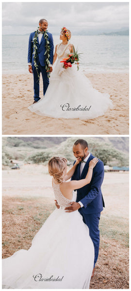 A-line Tulle Wedding Dresses, Simple Wedding Dresses, Bridal Gowns