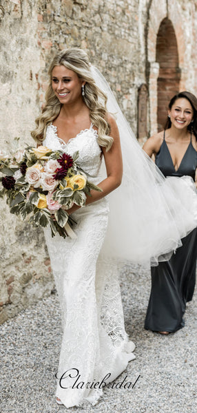 Elegant Popular Lace Bridal Wedding Dresses, Mermaid Lace Wedding Dresses