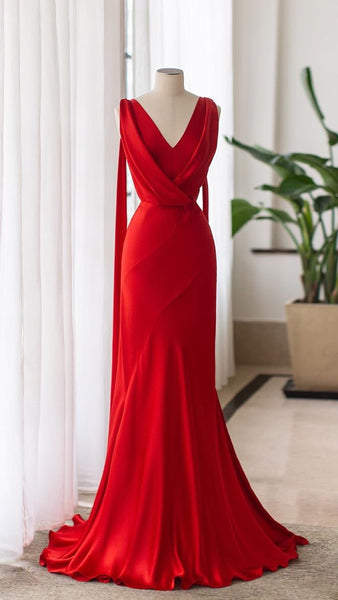 Red Shemmering Long Prom Dresses, Elegant prom Dresses, Formal Dresses