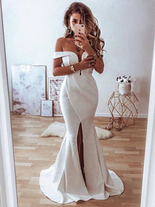 Evening Party Off The Shoulder Prom Dresses, Mermaid 2020 Newest Long Prom Dresses
