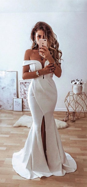 Evening Party Off The Shoulder Prom Dresses, Mermaid 2020 Newest Long Prom Dresses