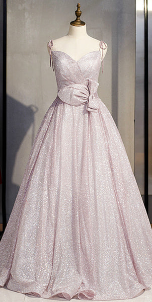 Straps Long Sequin Tulle Prom Dresses, Shiny Prom Dresses,  Long Prom Dresses