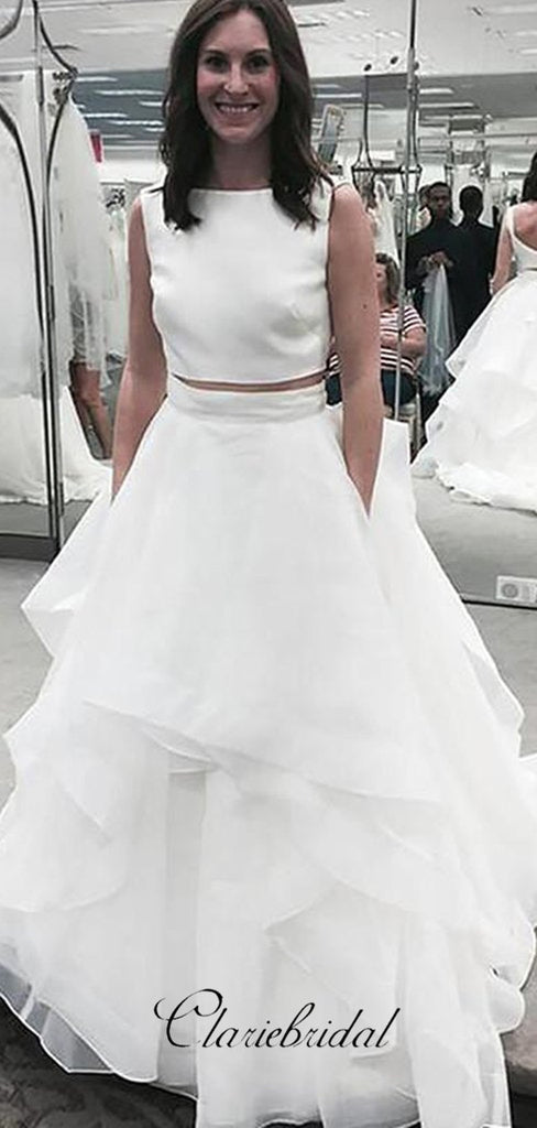 Two Pieces Simple Design Wedding Dresses Popular Bridal Gowns